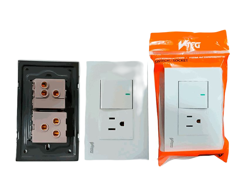 INTERRUPTOR + TOMACORRIENTE 15A BLANCO UNID V-TEG