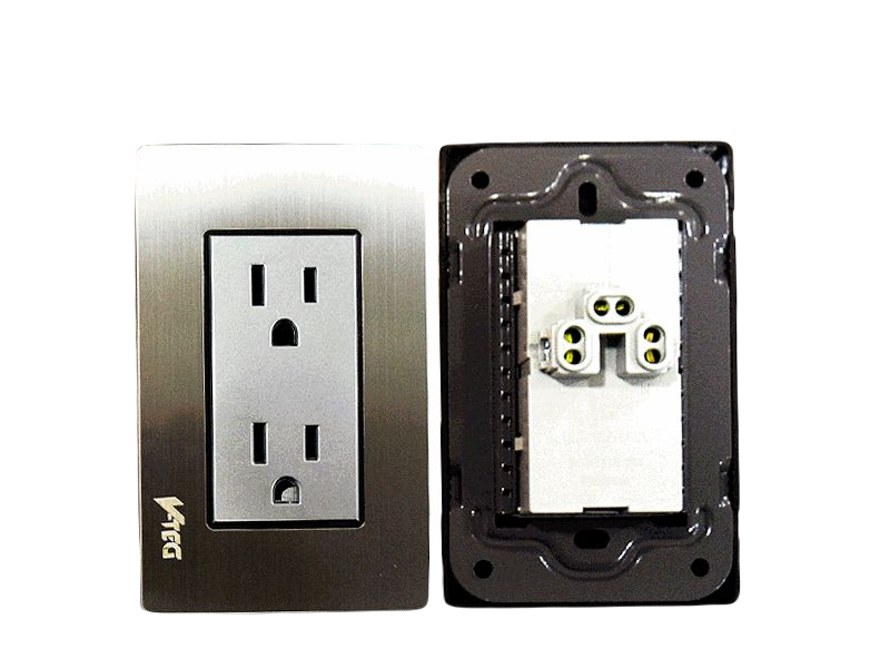 TOMA CORRIENTE DOBLE C/TIERRA 150A 110-250V GRIS METAL UNID V-TEG