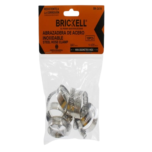 ABRAZADERA ACERO INOXIDABLE (19-38MM) - (3/4"-1 1/2") 10 PZAS UNID BRICKELL
