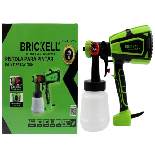 PISTOLA ELECTRICA PARA PINTAR 450W 650/ML/MIN TANQUE 1 LITRO UNID BRICKELL