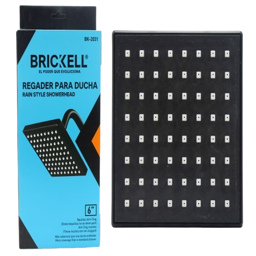 REGADERA CUADRADA 6" TIPO LLUVIA COLOR NEGRA UNID BRICKELL