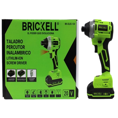 TALADRO PERCUTOR INALAMBRICO 20V TORQUE: 200NM UNID BRICKELL