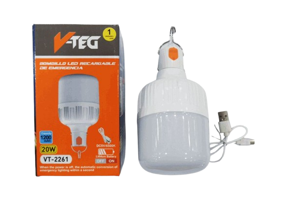 BOMBILLO LED RECARGABLE 20W USB UNID V-TEG