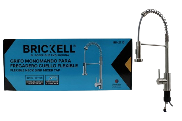 LLAVE DE FREGADERO MONOMANDO FLEXIBLE AC INOX UNID CROMADA BRICKELL