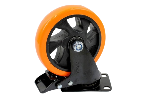 RUEDA GIRATORIA 5" POLIURETANO CON FRENO NARANJA UNID BRICKELL