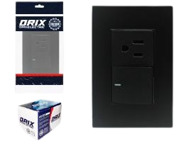 INTERRUPTOR APAGADOR + TOMA NEGRO UNID ORIX
