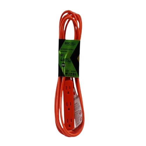 EXTENSION ELECT NARANJA CON REGLETA 3 TOMAS 4MTS UNID BRICKELL