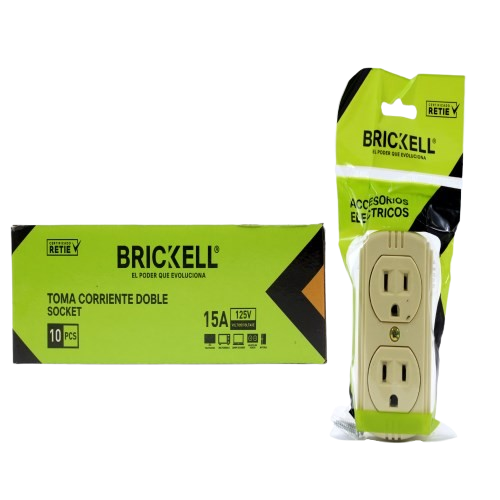 TOMA DOBLE CON TIERRA SUPERFICIAL COLOR HUESO 125V UNID BRICKELL