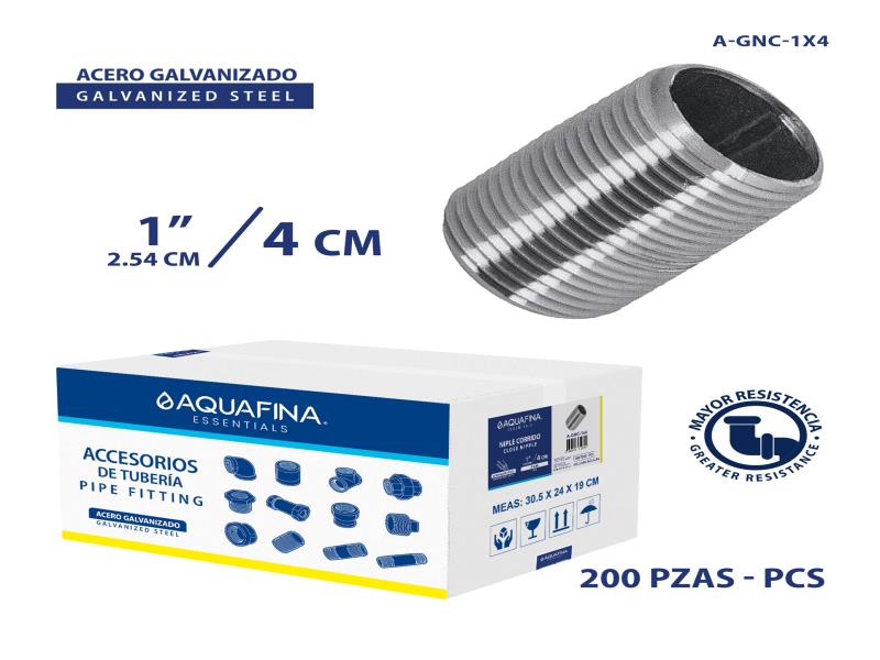 NIPLE CORRIDO DE ACERO GALVANIZADO 1"X 4CM UNID AQUAFINA