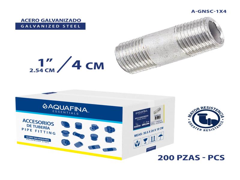 NIPLE DE ACERO GALVANIZADO 1"X 4CM UNID AQUAFINA