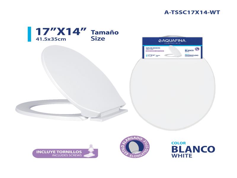 ASIENTO DE INODORO DE CIERRE SUAVE 17"X14" BLANCO UNID AQUAFINA