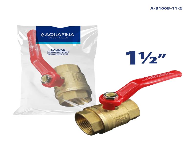 VÁLVULA DE BOLA DE BRONCE 1 1/2" C/MANILLA UNID AQUAFINA