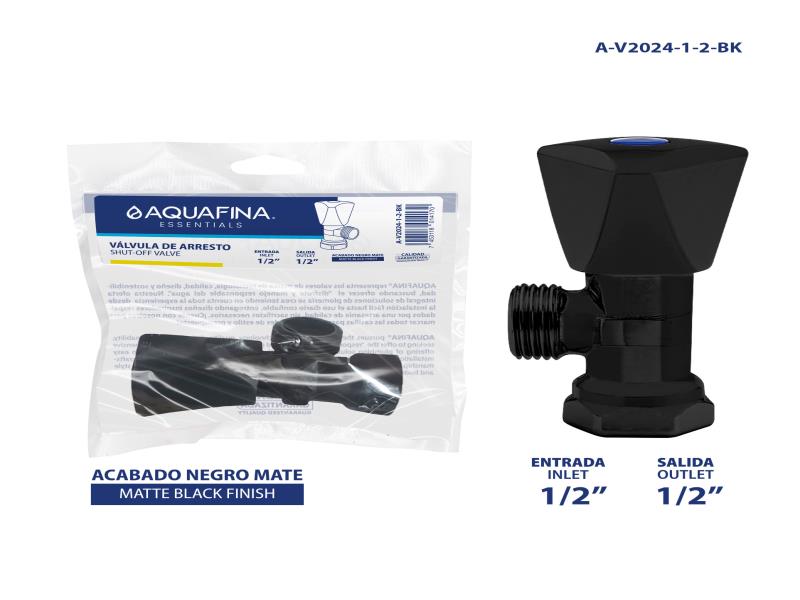 LLAVE DE ARRESTO 1/2"X1/2" NEGRO MATE TIPO FP UNID AQUAFINA