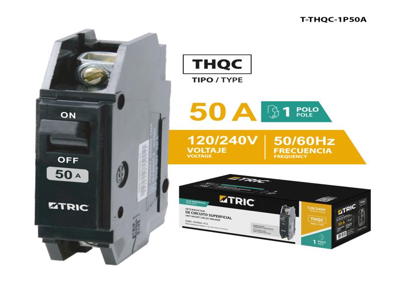 BREAKER INTERRUPTOR DE CIRCUITO THQC SUPERFICIAL 1X50A UNID TRIC