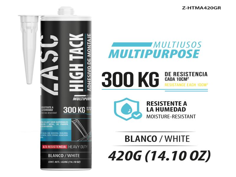 HIGH TACK ADHESIVO DE MONTAJE 420GR BLANCO UNID ZASC