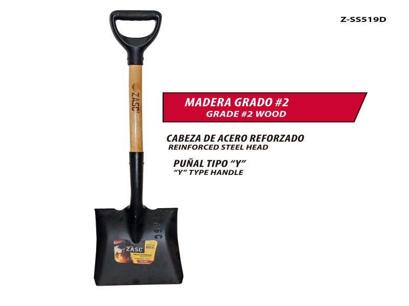 PALA CUADRADA REFORZADO EN ACERO C/MADERA UNID ZASC