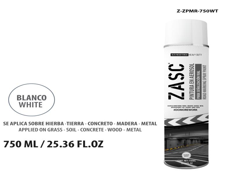 SPRAY PINTURA PARA SEÑALIZACIÓN VIAL 750ML-BLANCO UNID ZASC