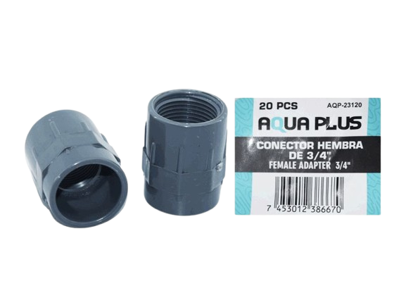 ADAPT. HEMBRA PVC 3/4" GRIS UNID AQUA PLUS