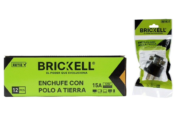 ENCHUFE ELECTRICO GOMA MACHO C/TIERRA 15A/125V UNID BRICKELL