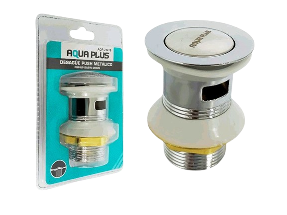 DESAGUE PUSH METALICO PARA LAVAMANOS 29X7,5CM UNID AQUA PLUS