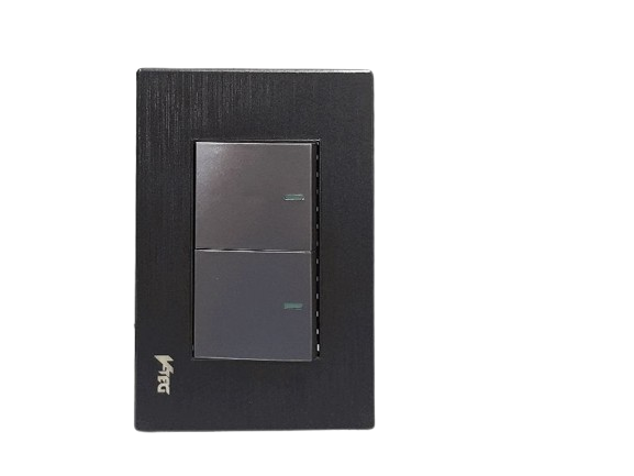 INTERRUPTOR APAGADOR DOBLE GRIS OSCURO UNID V-TEG