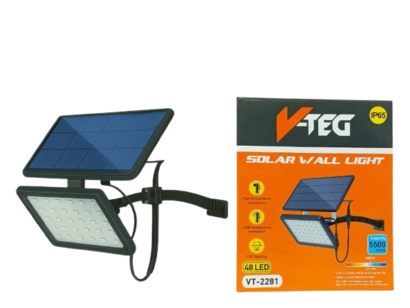 REFLECTOR LAMPARA SOLAR 48 LED 5500MAH IP65 UNID V-TEG