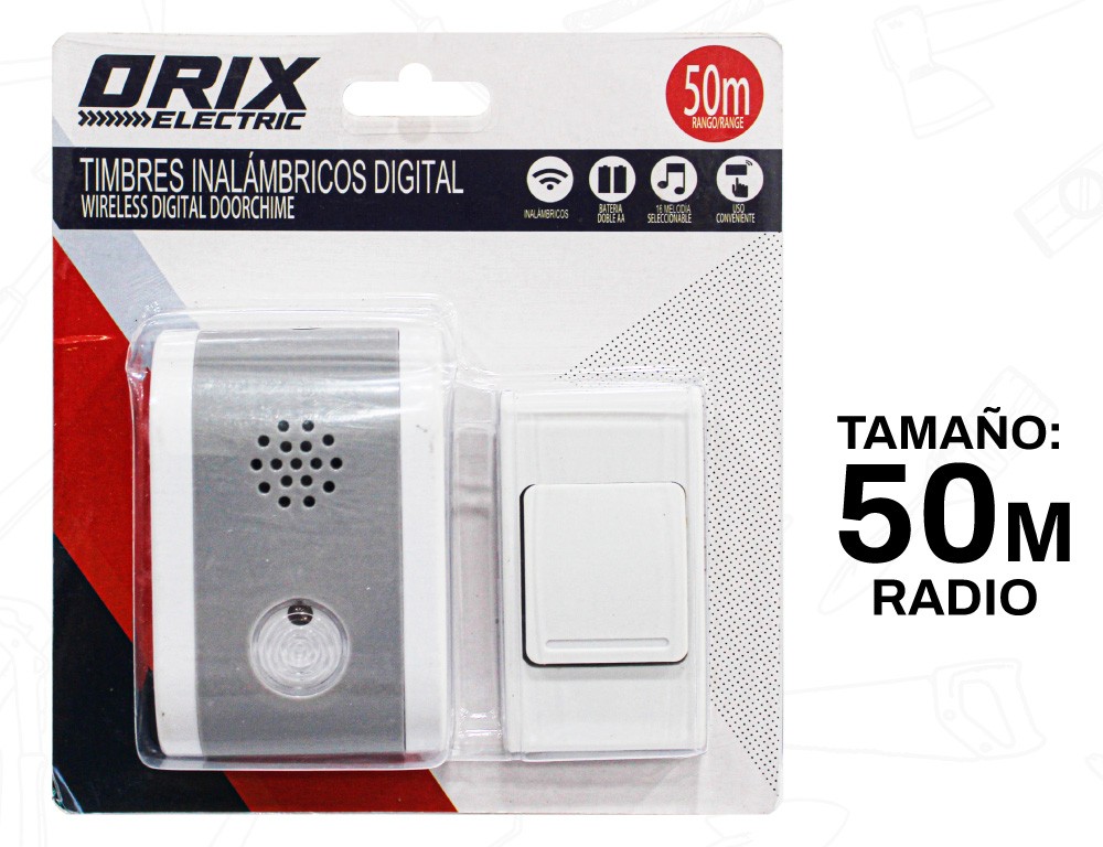 TIMBRE INALAMBRICO DIGITAL 50M UNID ORIX
