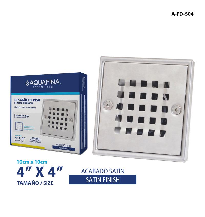 DESAGUE DE CENTRO PISO AC/INOXIDABLE 4"X4" UNID AQUAFINA