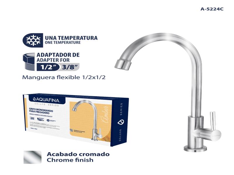 GRIFO INDIVIDUAL PARA FREGADERO 1/2" ACABADO CROMADO UNID AQUAFINA