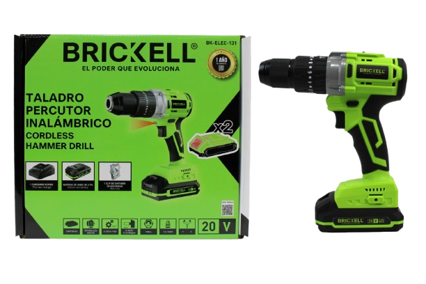 TALADRO DESATORNILLADOR INALAMBRICO 20V 55Nm 2 BATERIAS UNID BRICKELL