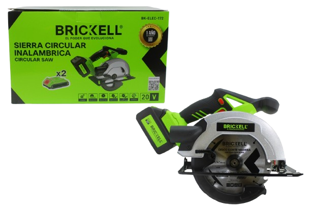 SIERRA CIRCULAR INALAMBRICA 7" 20V 110-120V 2 BATERIAS 4700 r/m UNID BRICKELL
