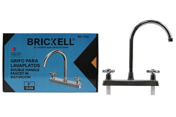 LLAVE DOBLE PARA LAVAPLATOS 8" CROMADA UNID BRICKELL