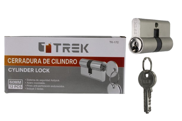 CERRADURA DE CILINDRO TIPO PERA 60MM  3 LLAVES UNID TREK