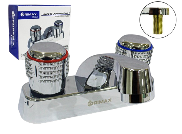 LLAVE DOBLE PARA LAVAMANOS 1/2" IDNT/COLOR UNID GRIMAX