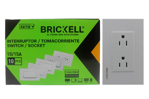 TOMA CORRIENTE DOBLE BLANCO 15A 110V-250V UNID BRICKELL
