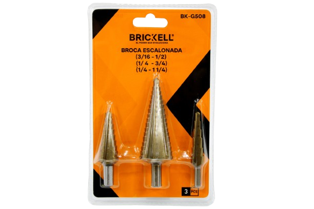 BROCA ESCALONADA 3PCS  (3/16-1/2)(1/4-3/4)(1/4-1 1/4) UNID BRICKELL