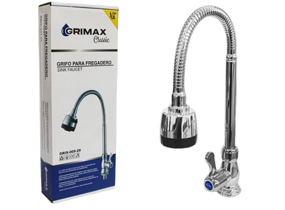 GRIFO PARA FREGADOR INDV 1/2" C/FLEXIBLE UNID GRIMAX