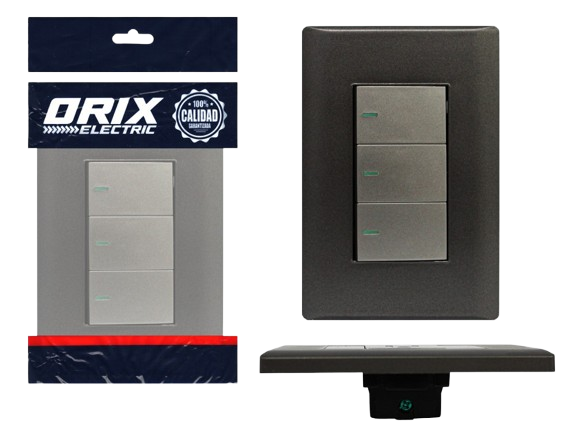 INTERRUPTOR APAGADOR TRIPLE GRIS UNID ORIX