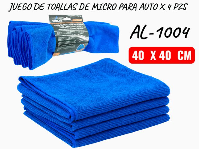 SET DE TOALLAS DE MICRO FRIBRA 4 PZS UNID AUTOLINE