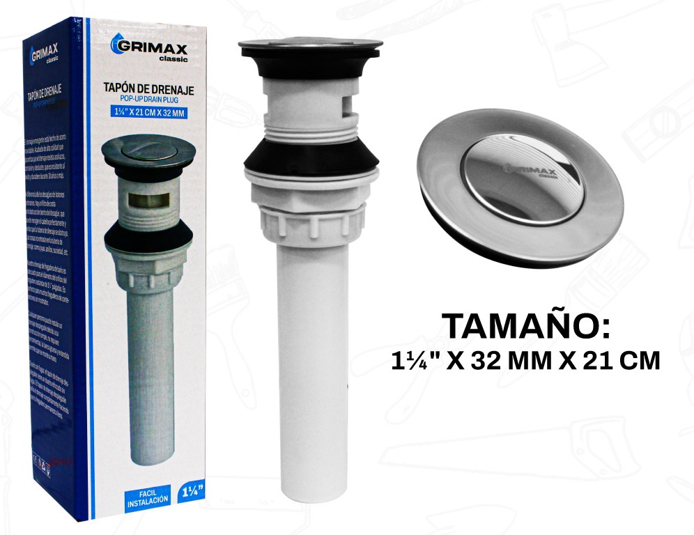 DRENAJE PARA LAVAMANO 1 1/4" 21CM UNID GRIMAX