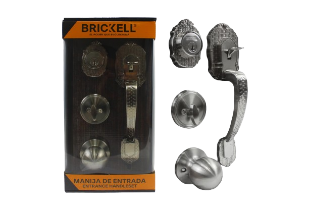 CERRADURA COMPLETA PARA PUERTA PRINCIPAL PLATEADA UNID BRICKELL