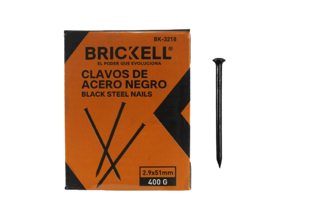 CLAVO DE ACERO NEGRO 2.9*51mm 400 GR UNID BRICKELL