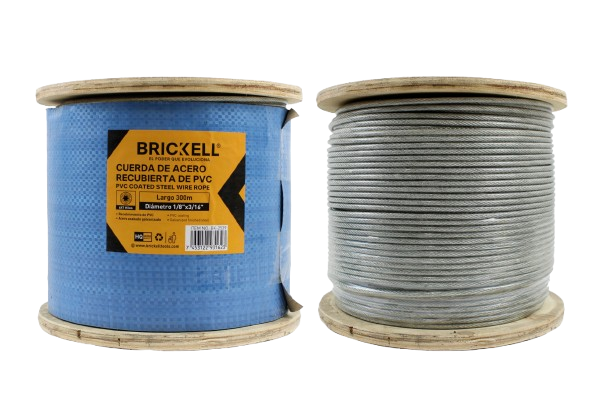 CUERDA DE ACERO FORRADO PLASTICO. 3/16" LARGO 300M UNID BRICKELL