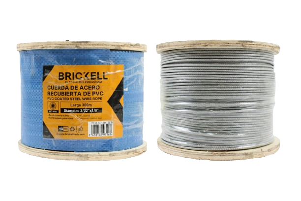 CUERDA DE ACERO FORRADO PLASTICO. 1/8" LARGO 300M UNID BRICKELL