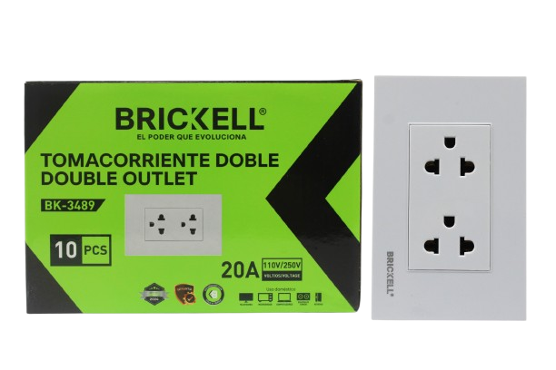 TOMA CORRIENTE DOBLE CON TIERRA 20A 110-220V UNID BRICKELL