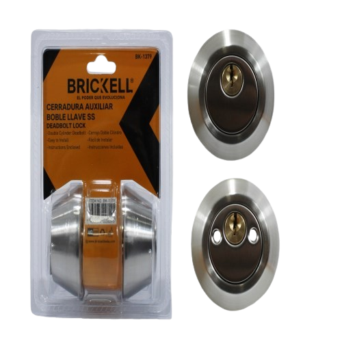 CERRADURA CERROJO DOBLE LLAVE SATINADA UNID BRICKELL