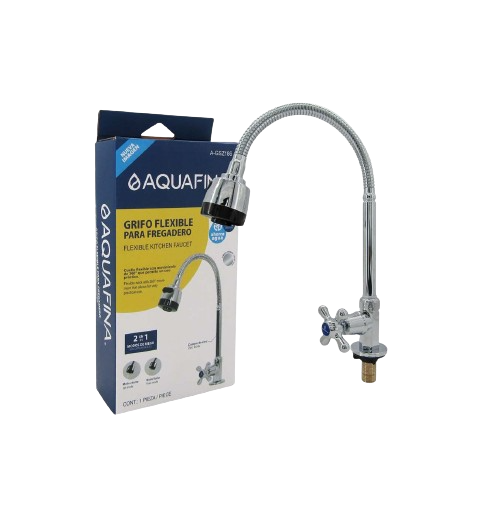 LLAVE FLEXIBLE FREGADERO CUERPO DE ZINC/CROMADO M/CRUZ UNID AQUAFINA