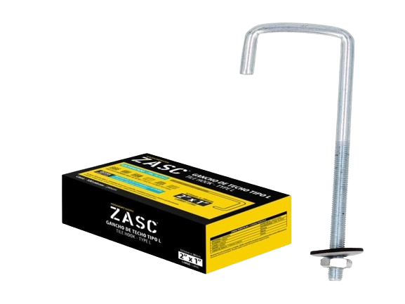 GANCHO DE TECHO TIPO L - 2"X1" LARGO CAJA 100 PIEZAS UNID ZASC