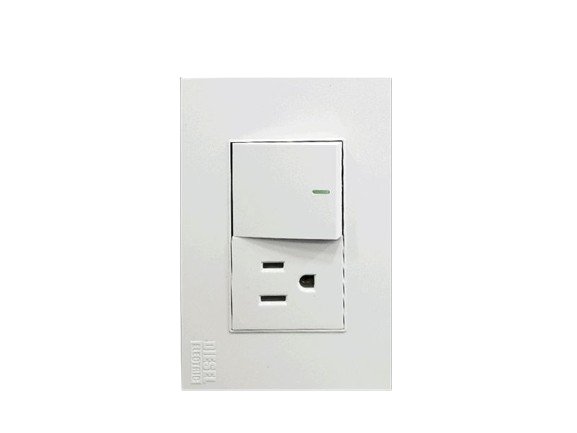 INTERRUPTOR + TOMA CORRIENTE C/ TIERRA BLANCO UNID DIESEL