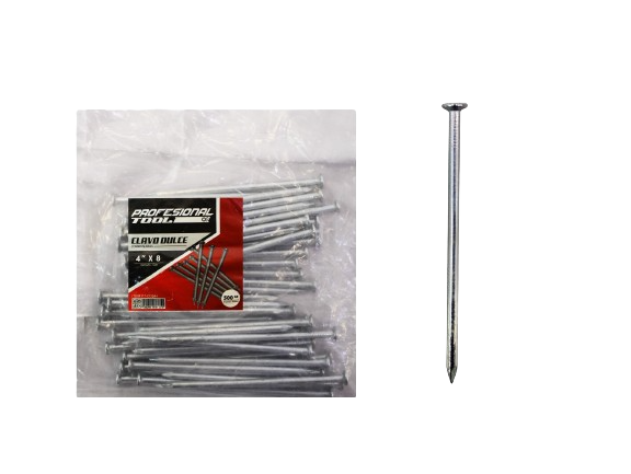 CLAVOS DE ALAMBRE GALVANIZADO 4" - 1/2 KG UNID PROFESIONAL